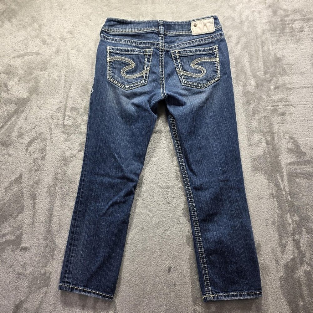Silver Jeans Suki Capri Jeans Womens 28 Blue Curvy Mid Rise Contrast Stitching - Picture 2 of 10